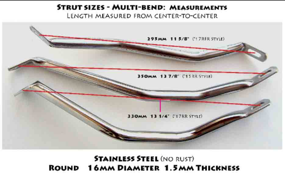 Seat Struts - Stainless  - Round (Multi-bend)