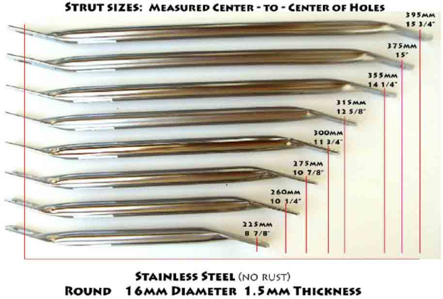 Seat Struts - Stainless Steel - Round - Straight