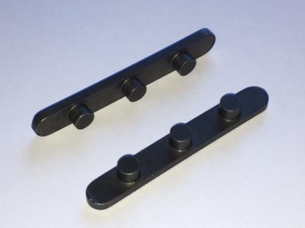 3-Peg Axle Key: 60x8x3 (6mm Ø, 34mm spacing) - Steel