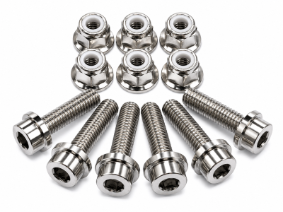 FTP Titanium Sprocket Hardware Set - 6mm Bolts & Flanged Nylocks for #219 & #35